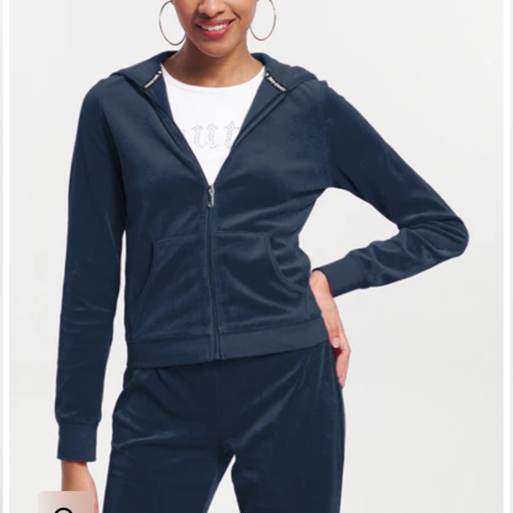 NEW Juicy Couture retro original zip velour hoodie in regal (rich navy) 🔥